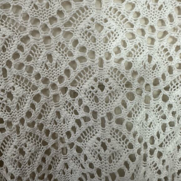 VTG Northcrest Boho Crochet Knit Top White Open Front 2X Cotton Topper Cardigan3 - Picture 5 of 6
